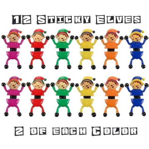12 Joyfy Christmas Elf Sticky Climber Toys  Individually Wrapped - Picture 1 of 7